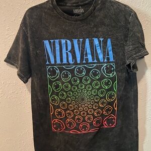 NIRVANA Black Tee with Blue Logo